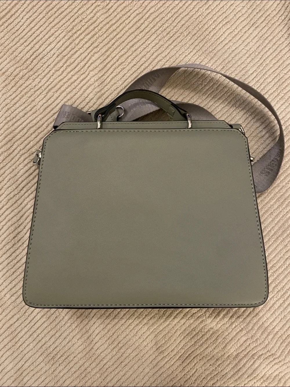 Steve Madden Olive Green Square Crossbody or Shoulder Bag with Branded Strap